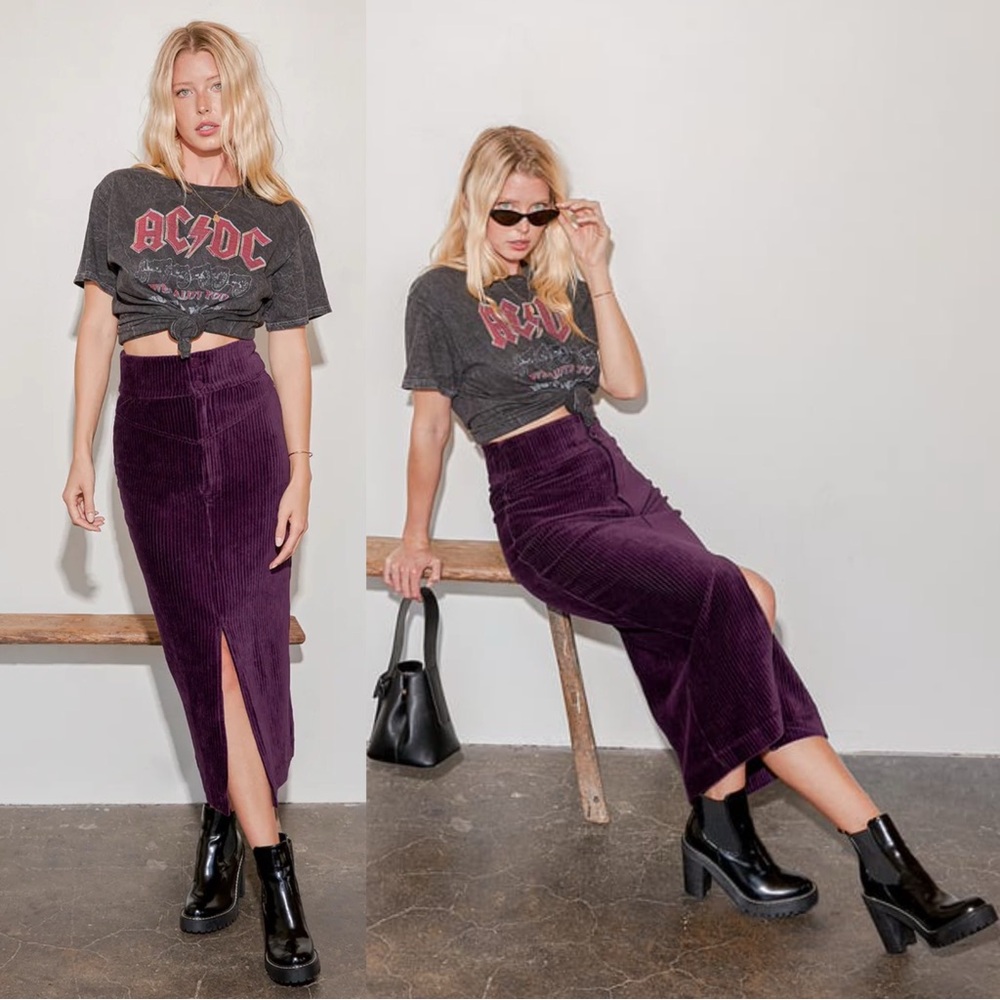 Free People Purple Midi Skirt